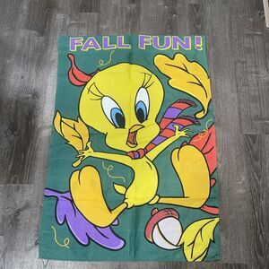 Vintage Looney Tunes Tweety Bird Nylon House Garden Banner Flag 1999 41x28